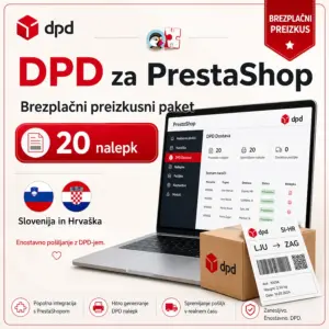 DPD modul za PrestaShop — brezplačni preizkus, 20 nalepk
