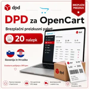 Brezplačni preizkus DPD modula za OpenCart z 20 nalepkami