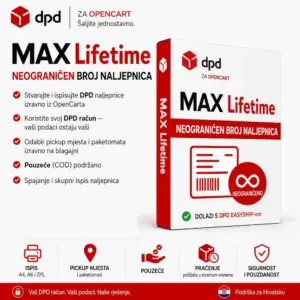 Max Lifetime – doživotna licenca DPD modula za OpenCart s neograničenim brojem naljepnica